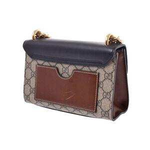 Gucci Bag Leather Supreme Greige Shoulder Padlock GG Black